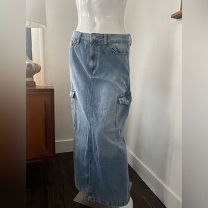 Rewash Light Blue Cargo Maxi Skirt